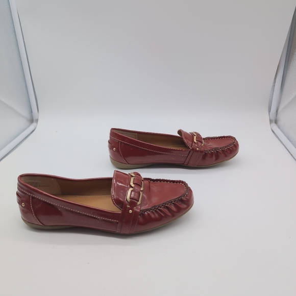 Bass Betsy F15 Loafers Red with dark gold buckles sz 8 - Picture 6 of 8